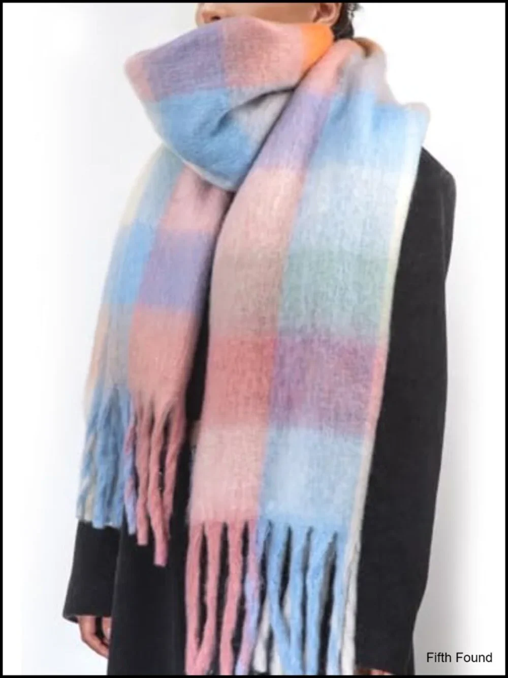 Chunky Blanket Scarf Soft Plush Tassel Winter Warm Oversized